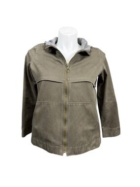 Zara Basic Dept Olive Green Hooded Zip Utility Jacket‎ Women's M